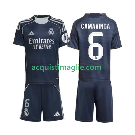 Divisa di Calcio Real Madrid Camavinga 6 Bambino Trasferta 2025/2026